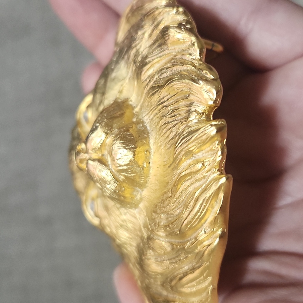 RARE Doreen Ryan 94 Vintage Golden Cat Belt Buckle With Rhinestone Diamond Eyes - Picture 9 of 14